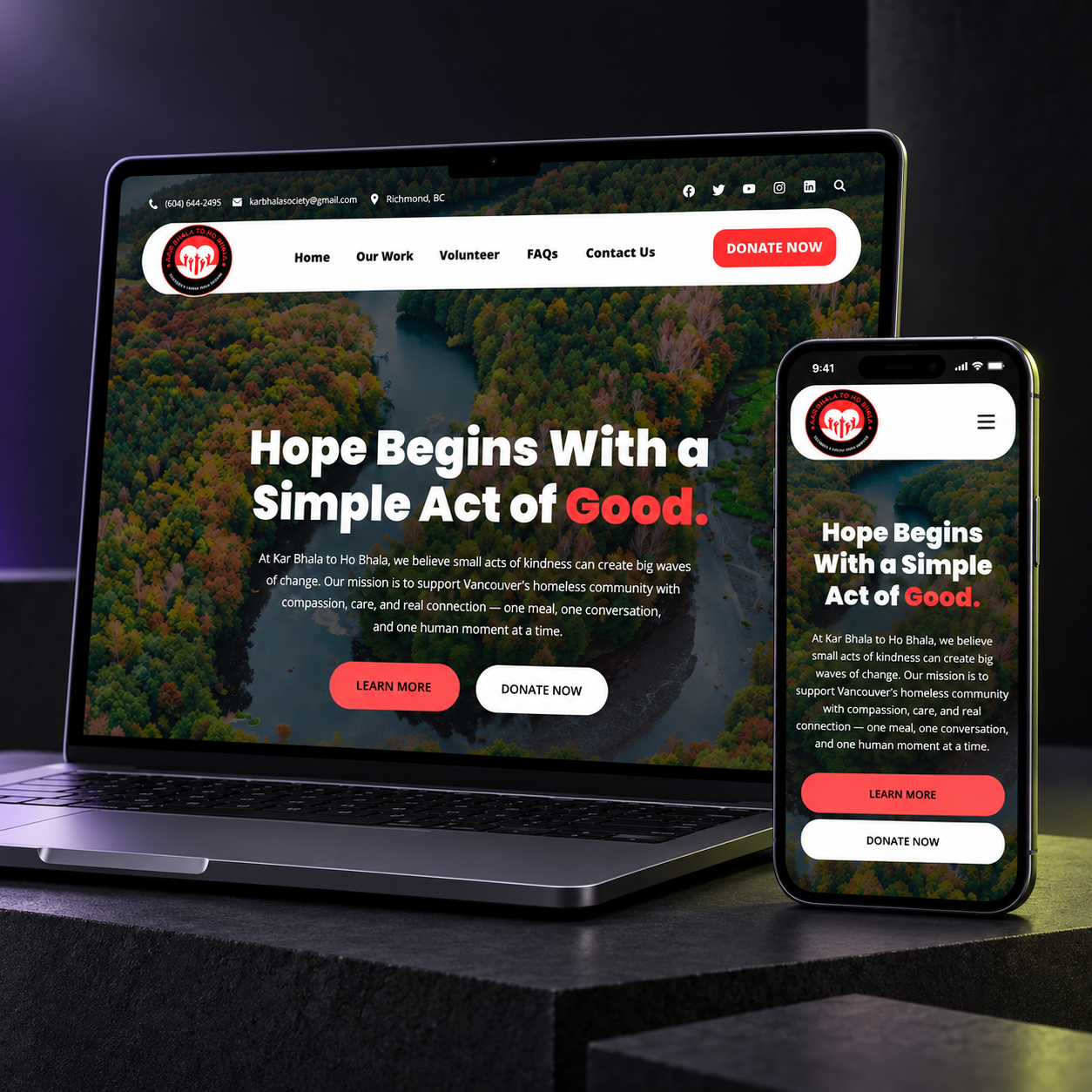 Non-profit foundation website design for Kar Bhala Society