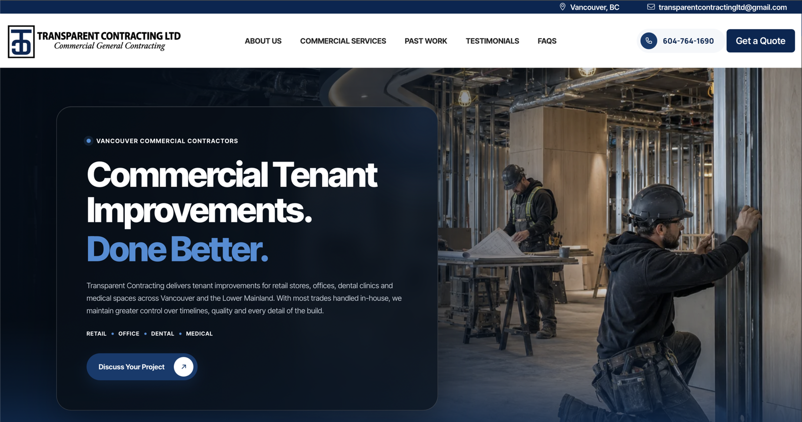Responsive contractor website designed by Industry Conquerors